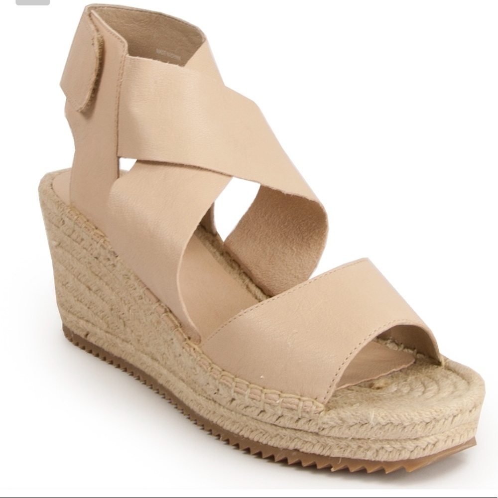Eileen Fisher Pink Leather Espadrille Wedge